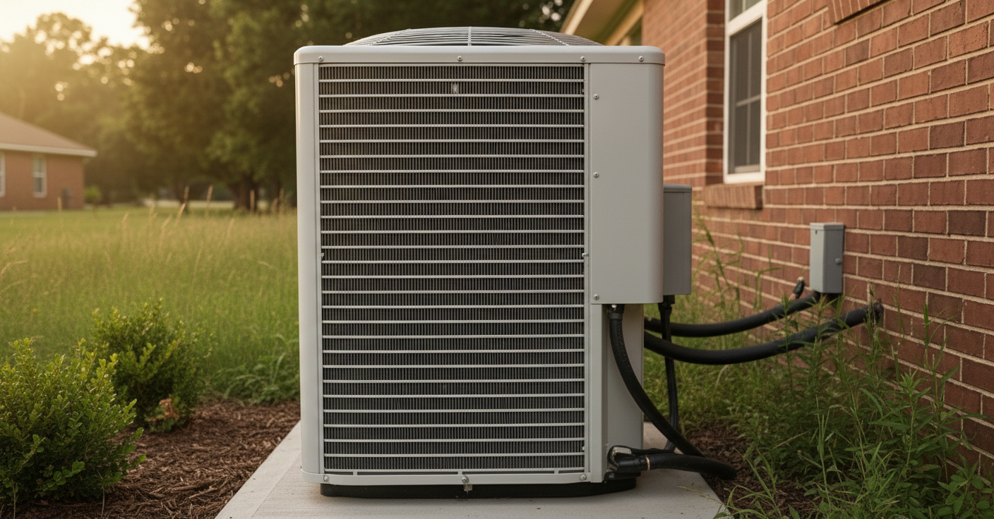 New high-efficiency AC condenser unit installed by Huntsville HVAC Pros